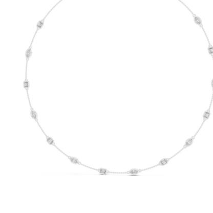 2.8 CT Lab-Created VVS-VS EF Diamond Necklace | Round & Baguette Cut Diamonds | 18KT, 14KT, Rose, Yellow, White Gold | Luxury Fine Jewelry