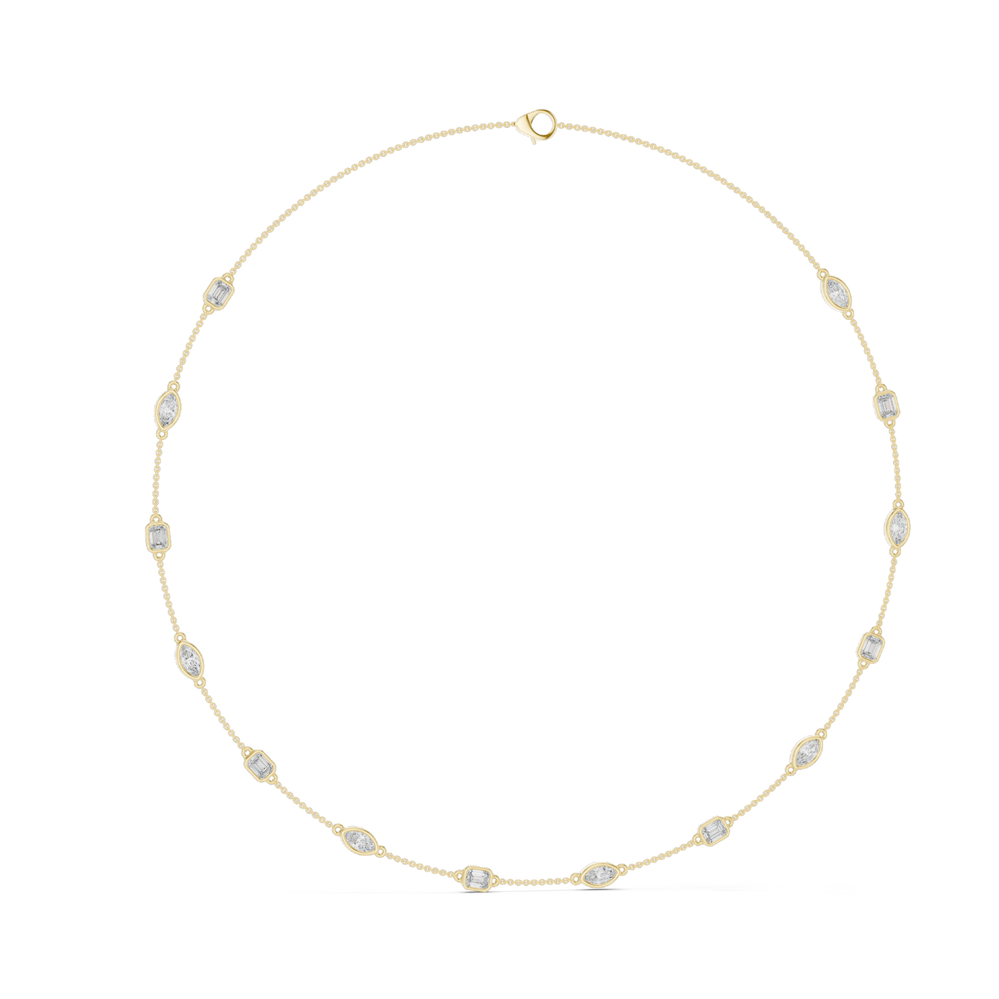 2.8 CT Lab-Created VVS-VS EF Diamond Necklace | Round & Baguette Cut Diamonds | 18KT, 14KT, Rose, Yellow, White Gold | Luxury Fine Jewelry