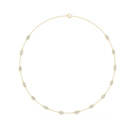 2.8 CT Lab-Created VVS-VS EF Diamond Necklace | Round & Baguette Cut Diamonds | 18KT, 14KT, Rose, Yellow, White Gold | Luxury Fine Jewelry