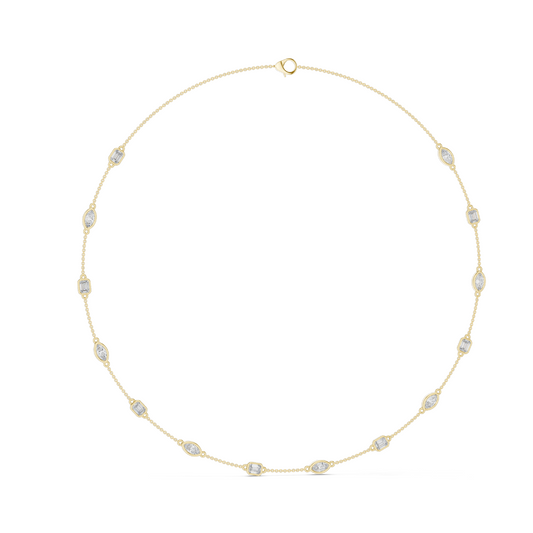 2.8 CT Lab-Created VVS-VS EF Diamond Necklace | Round & Baguette Cut Diamonds | 18KT, 14KT, Rose, Yellow, White Gold | Luxury Fine Jewelry
