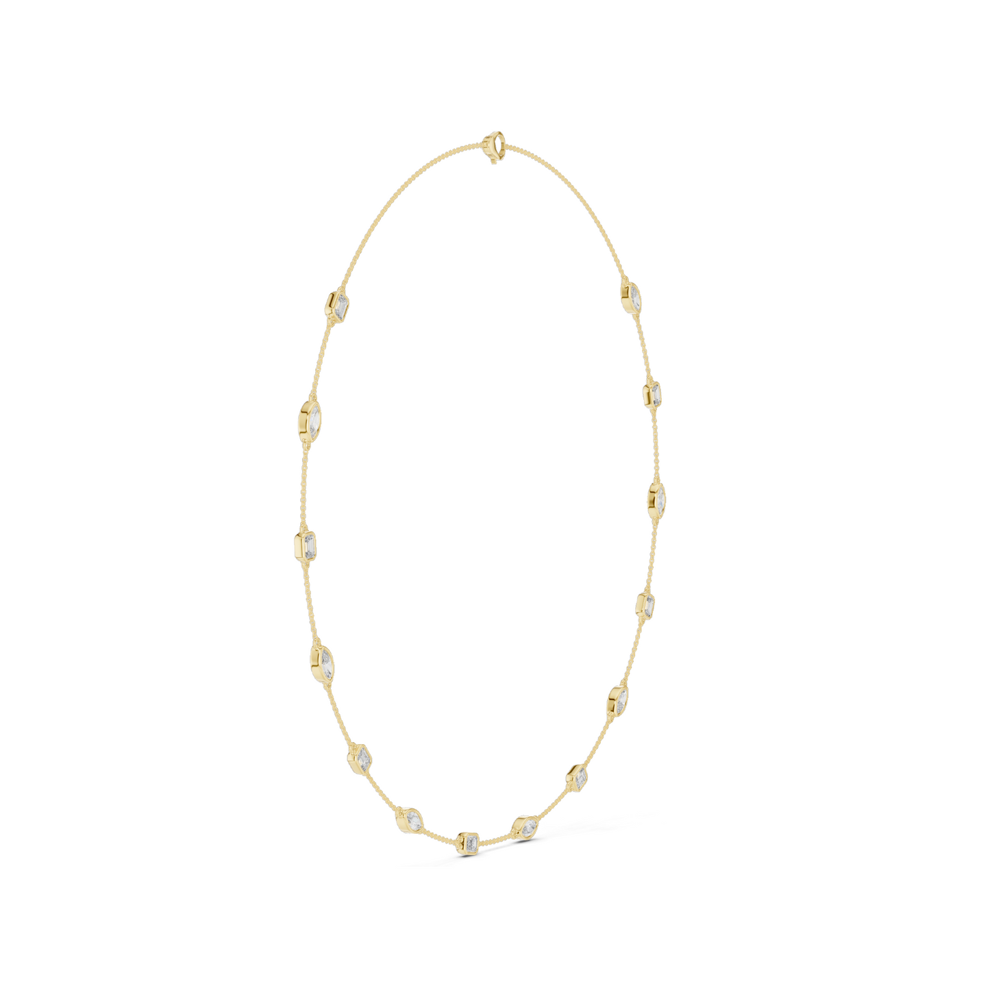 2.8 CT Lab-Created VVS-VS EF Diamond Necklace | Round & Baguette Cut Diamonds | 18KT, 14KT, Rose, Yellow, White Gold | Luxury Fine Jewelry