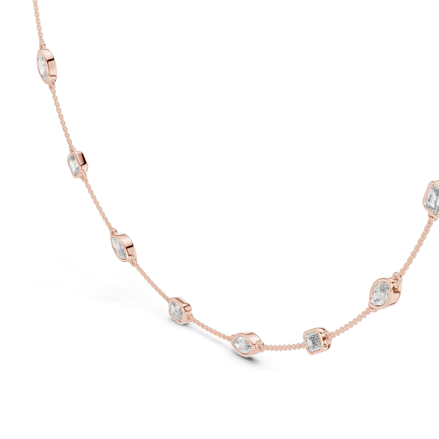 2.8 CT Lab-Created Diamond Necklace | Marquise & Rectangular Cut | 18KT, 14KT, Rose, Yellow, White Gold Options | Luxury Fine Jewelry