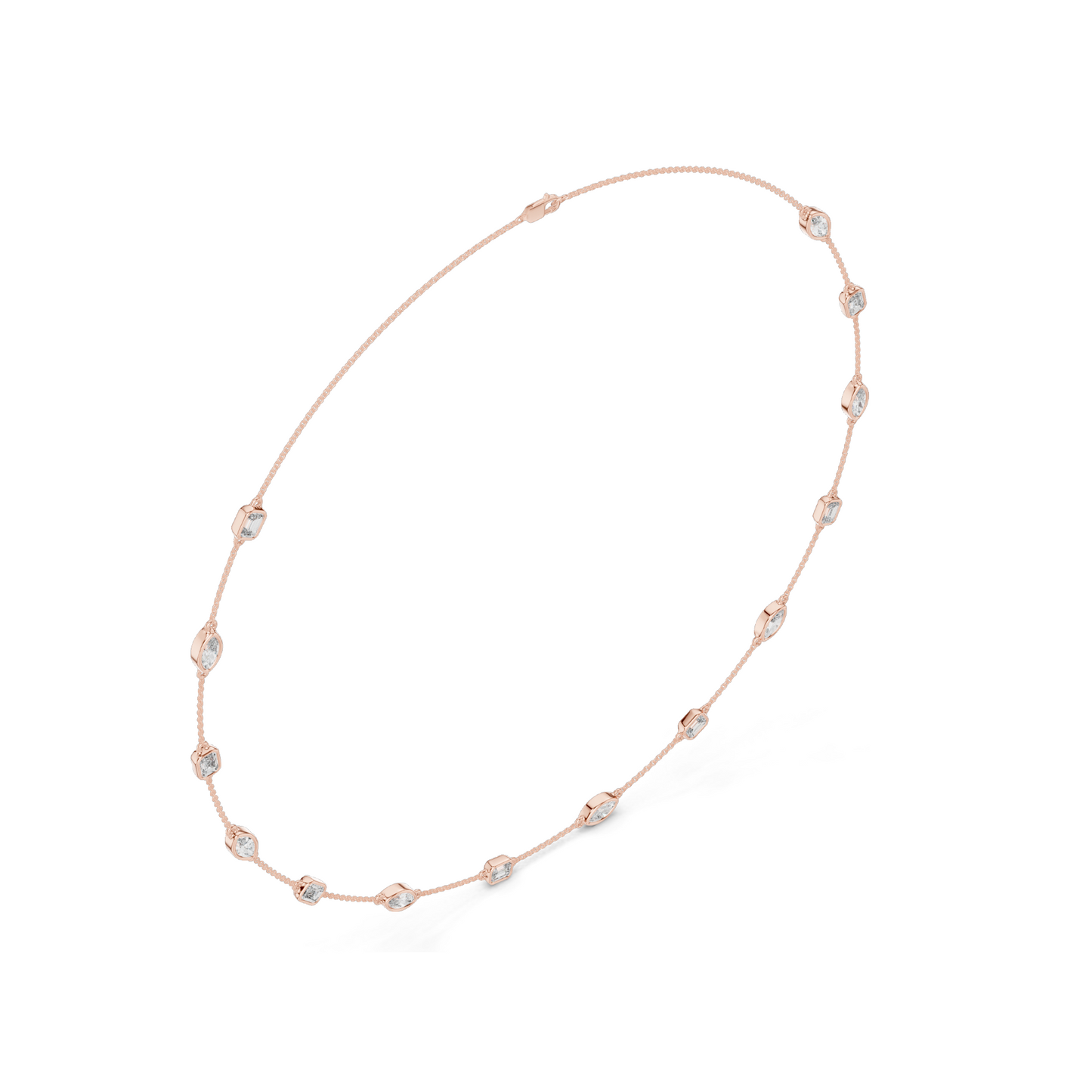 2.8 CT Lab-Created Diamond Necklace | Marquise & Rectangular Cut | 18KT, 14KT, Rose, Yellow, White Gold Options | Luxury Fine Jewelry