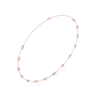 2.8 CT Lab-Created Diamond Necklace | Marquise & Rectangular Cut | 18KT, 14KT, Rose, Yellow, White Gold Options | Luxury Fine Jewelry