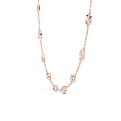 2.8 CT Lab-Created Diamond Necklace | Marquise & Rectangular Cut | 18KT, 14KT, Rose, Yellow, White Gold Options | Luxury Fine Jewelry
