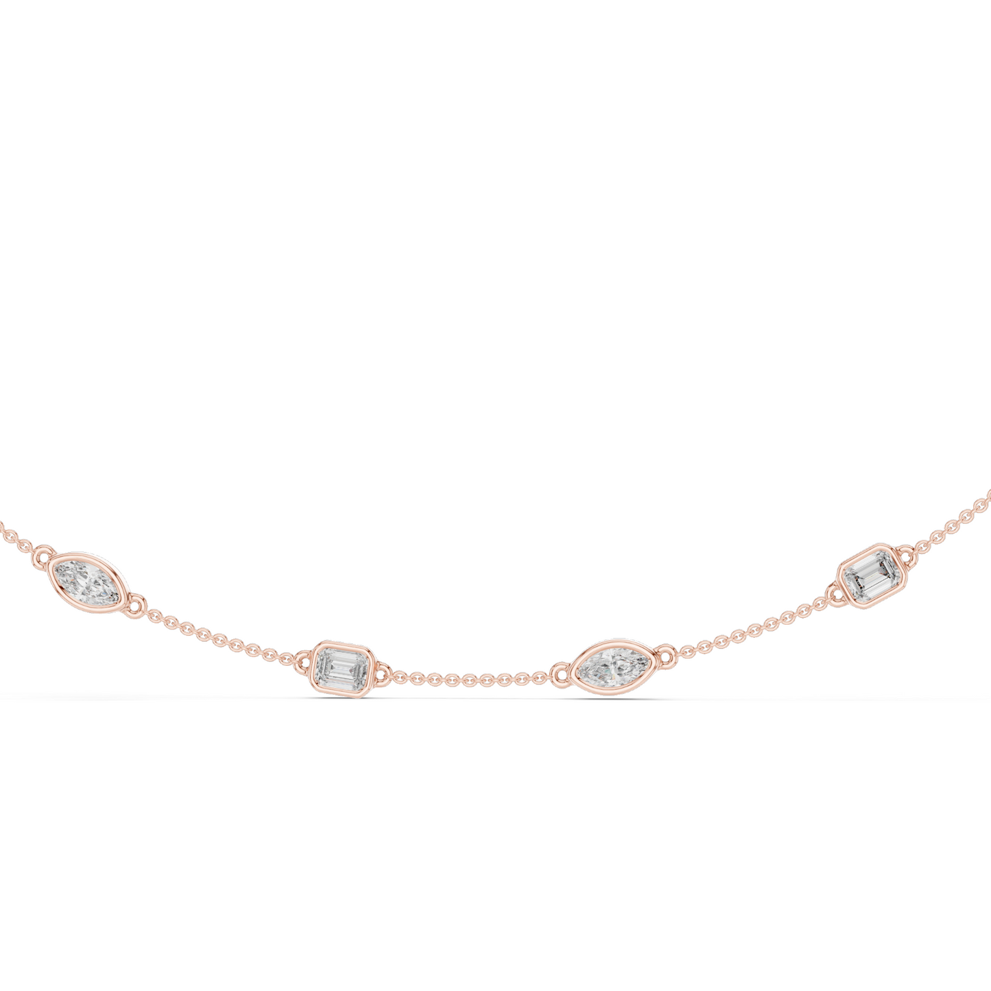 2.8 CT Lab-Created Diamond Necklace | Marquise & Rectangular Cut | 18KT, 14KT, Rose, Yellow, White Gold Options | Luxury Fine Jewelry