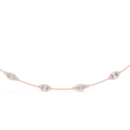 2.8 CT Lab-Created Diamond Necklace | Marquise & Rectangular Cut | 18KT, 14KT, Rose, Yellow, White Gold Options | Luxury Fine Jewelry