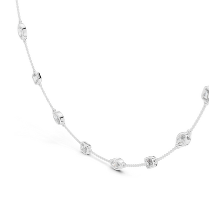 2.8 CT Lab-Created Diamond Necklace | Marquise & Rectangular Cut | 18KT, 14KT, Rose, Yellow, White Gold Options | Luxury Fine Jewelry