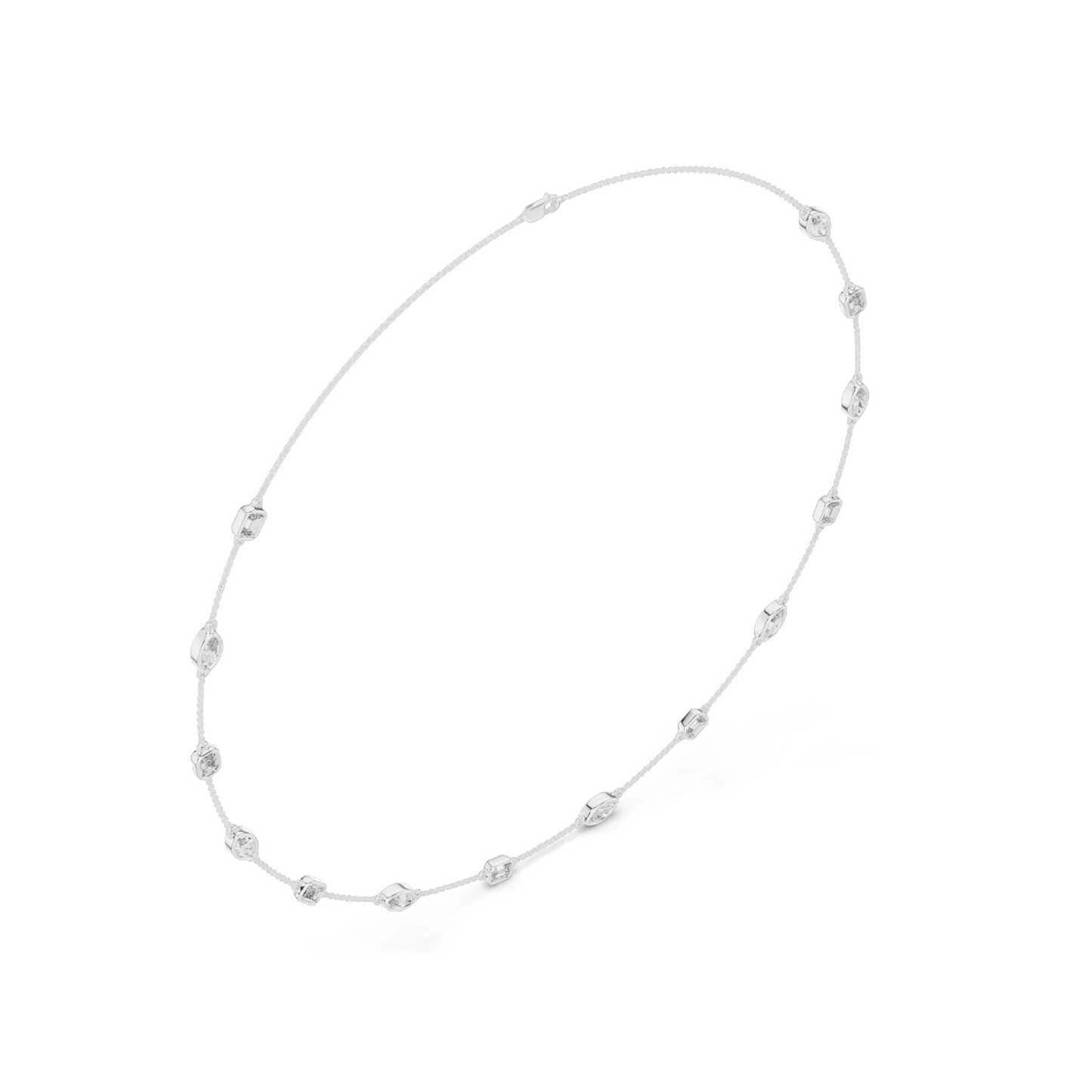 2.8 CT Lab-Created Diamond Necklace | Marquise & Rectangular Cut | 18KT, 14KT, Rose, Yellow, White Gold Options | Luxury Fine Jewelry