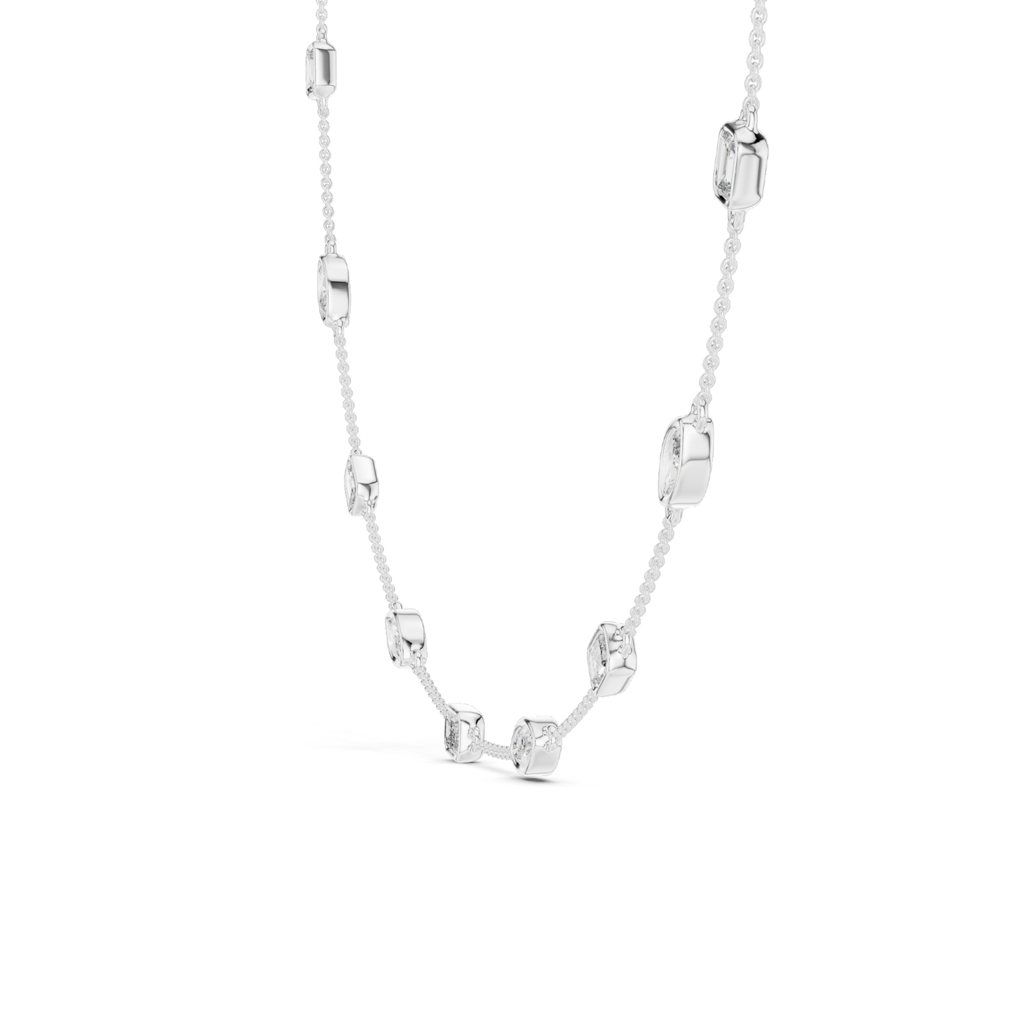 2.8 CT Lab-Created Diamond Necklace | Marquise & Rectangular Cut | 18KT, 14KT, Rose, Yellow, White Gold Options | Luxury Fine Jewelry