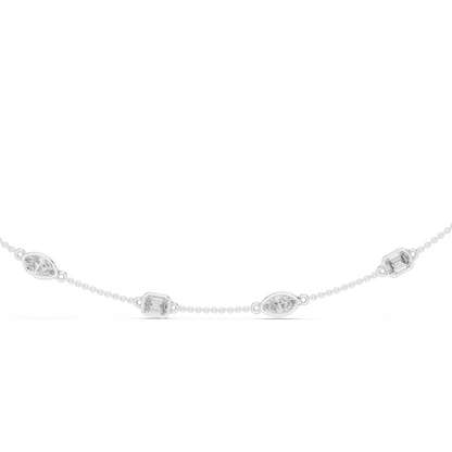 2.8 CT Lab-Created Diamond Necklace | Marquise & Rectangular Cut | 18KT, 14KT, Rose, Yellow, White Gold Options | Luxury Fine Jewelry