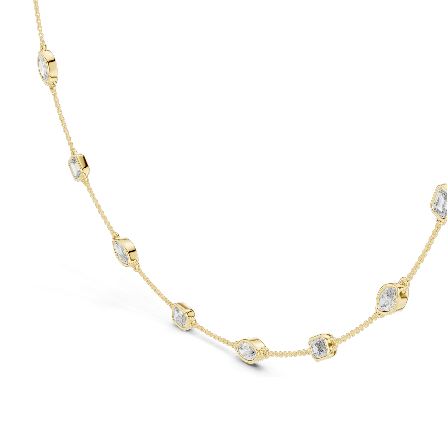 2.8 CT Lab-Created Diamond Necklace | Marquise & Rectangular Cut | 18KT, 14KT, Rose, Yellow, White Gold Options | Luxury Fine Jewelry