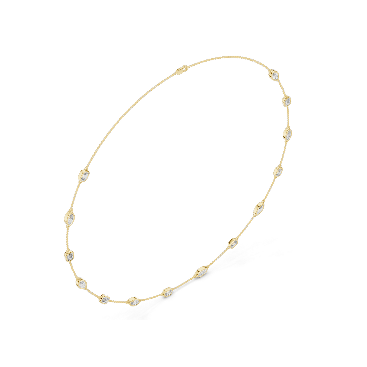 2.8 CT Lab-Created Diamond Necklace | Marquise & Rectangular Cut | 18KT, 14KT, Rose, Yellow, White Gold Options | Luxury Fine Jewelry