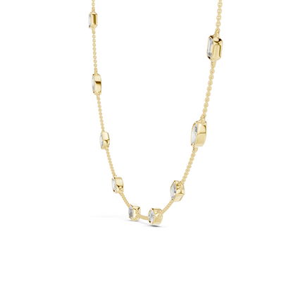 2.8 CT Lab-Created Diamond Necklace | Marquise & Rectangular Cut | 18KT, 14KT, Rose, Yellow, White Gold Options | Luxury Fine Jewelry