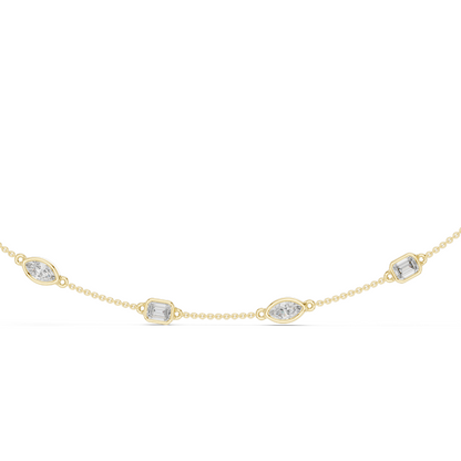 2.8 CT Lab-Created Diamond Necklace | Marquise & Rectangular Cut | 18KT, 14KT, Rose, Yellow, White Gold Options | Luxury Fine Jewelry