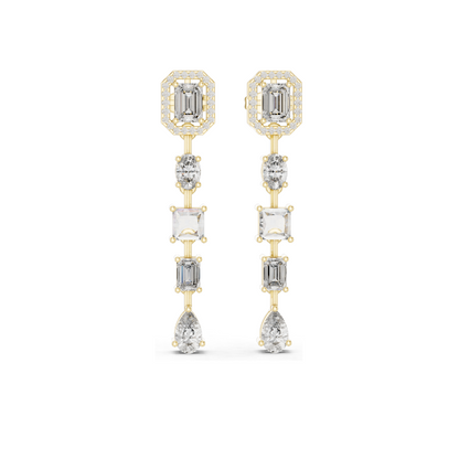3.098 CT Lab Diamond Drop Earrings | Emerald, Oval, Square, and Pear Shaped Cuts | 18KT, 14KT, 10KT Gold & 925 Silver | Rose, Yellow, White Gold | Luxury Fine Jewelry