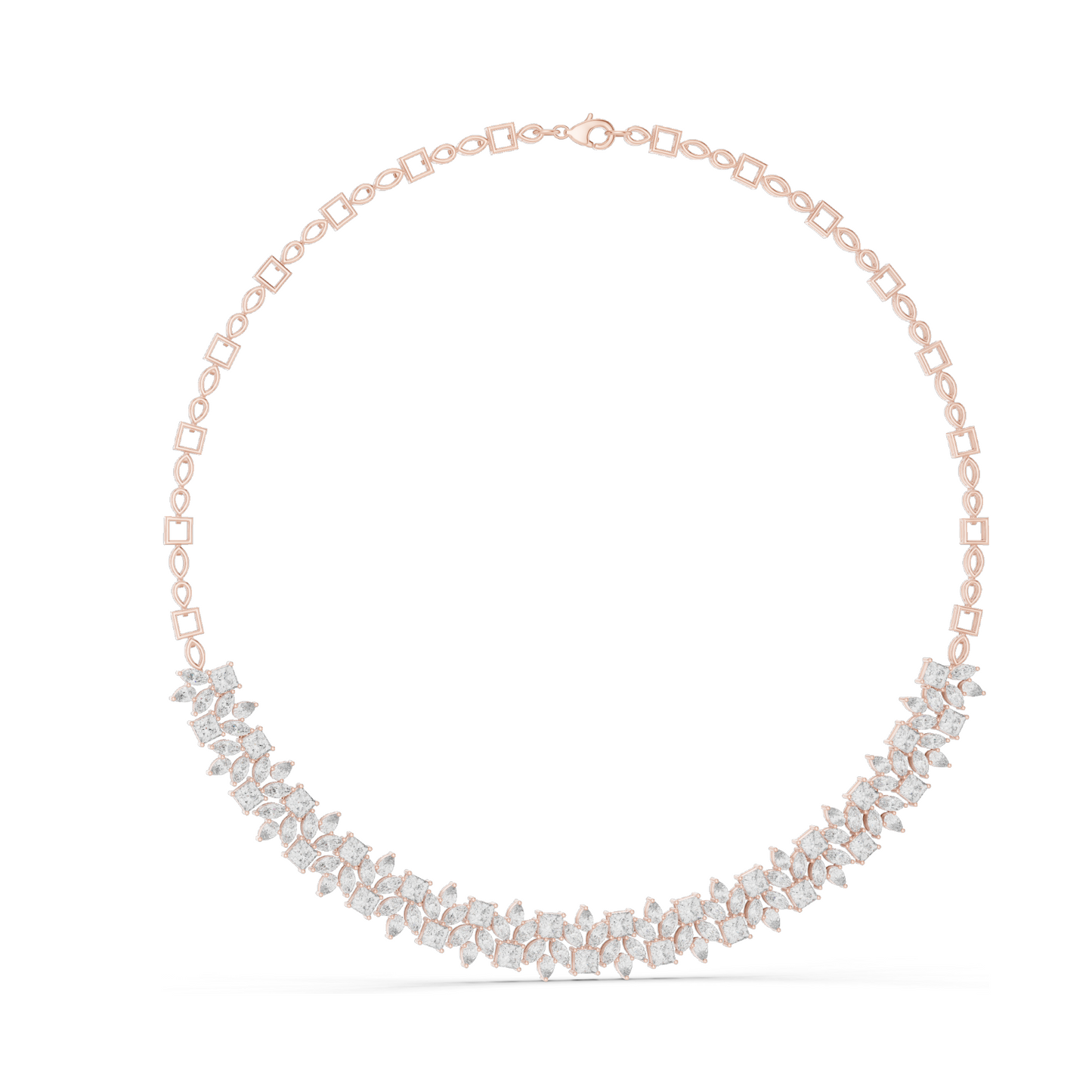 23.22 CT Lab-Created VVS-VS EF CVD Diamond Necklace | Princess Cut Diamonds | 18KT, 14KT, Rose, Yellow, White Gold | Luxury Fine Jewelry