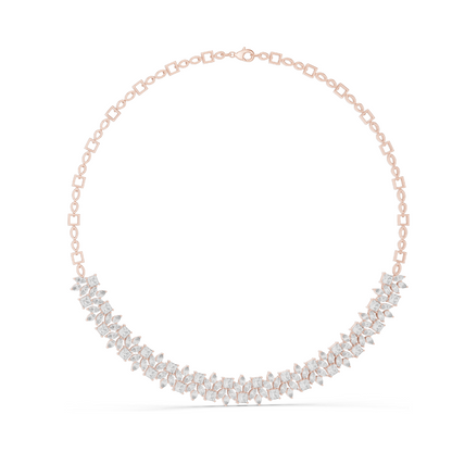 23.22 CT Lab-Created VVS-VS EF CVD Diamond Necklace | Princess Cut Diamonds | 18KT, 14KT, Rose, Yellow, White Gold | Luxury Fine Jewelry