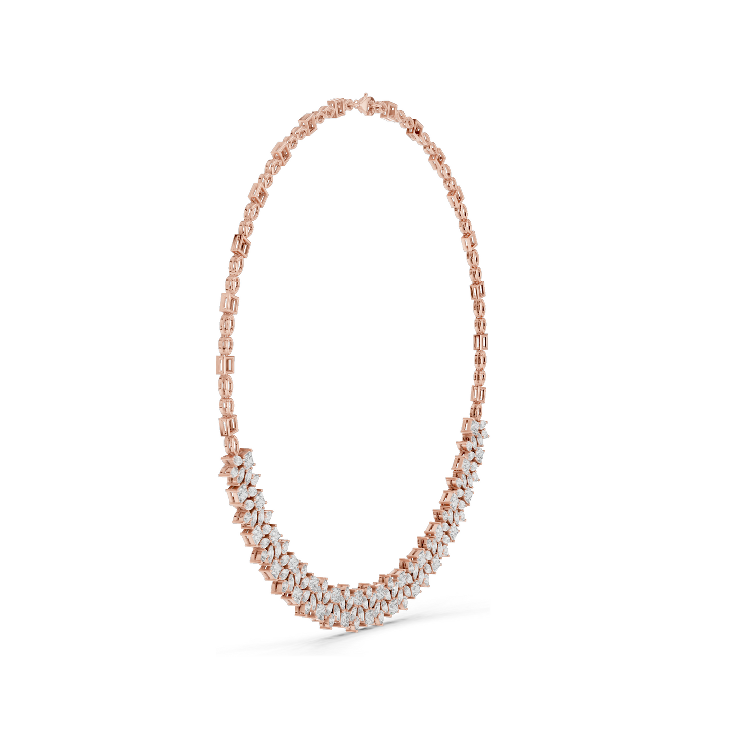 23.22 CT Lab-Created VVS-VS EF CVD Diamond Necklace | Princess Cut Diamonds | 18KT, 14KT, Rose, Yellow, White Gold | Luxury Fine Jewelry
