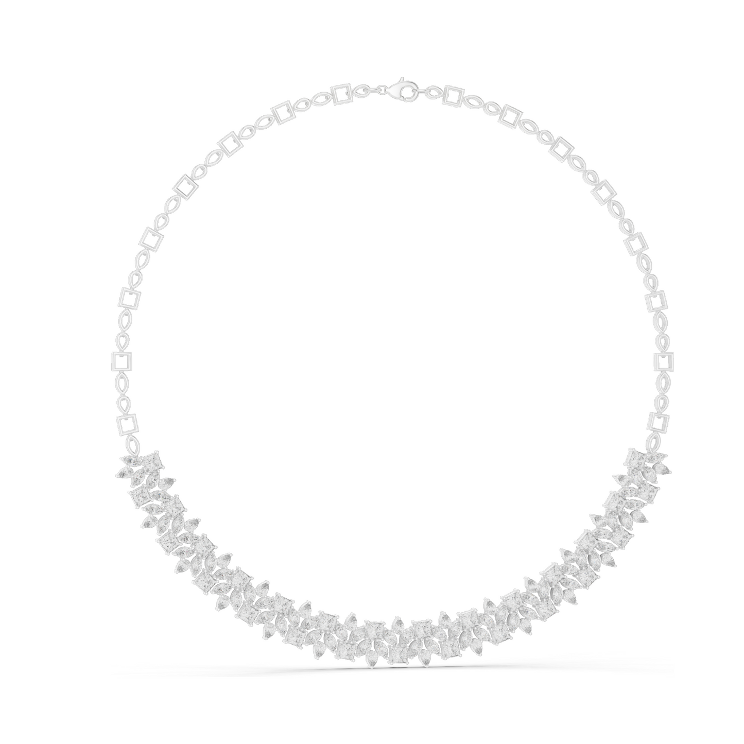 23.22 CT Lab-Created VVS-VS EF CVD Diamond Necklace | Princess Cut Diamonds | 18KT, 14KT, Rose, Yellow, White Gold | Luxury Fine Jewelry