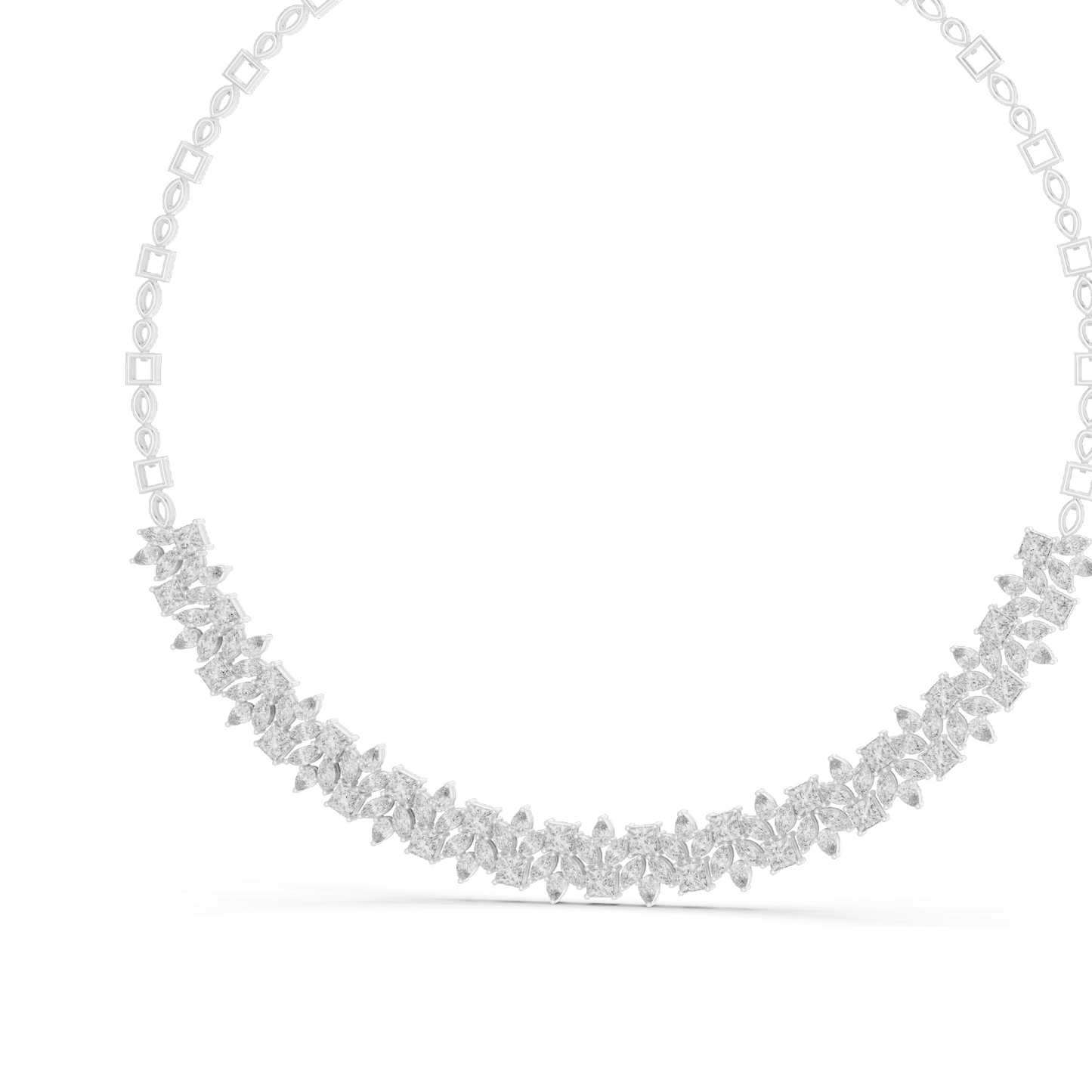 23.22 CT Lab-Created VVS-VS EF CVD Diamond Necklace | Princess Cut Diamonds | 18KT, 14KT, Rose, Yellow, White Gold | Luxury Fine Jewelry