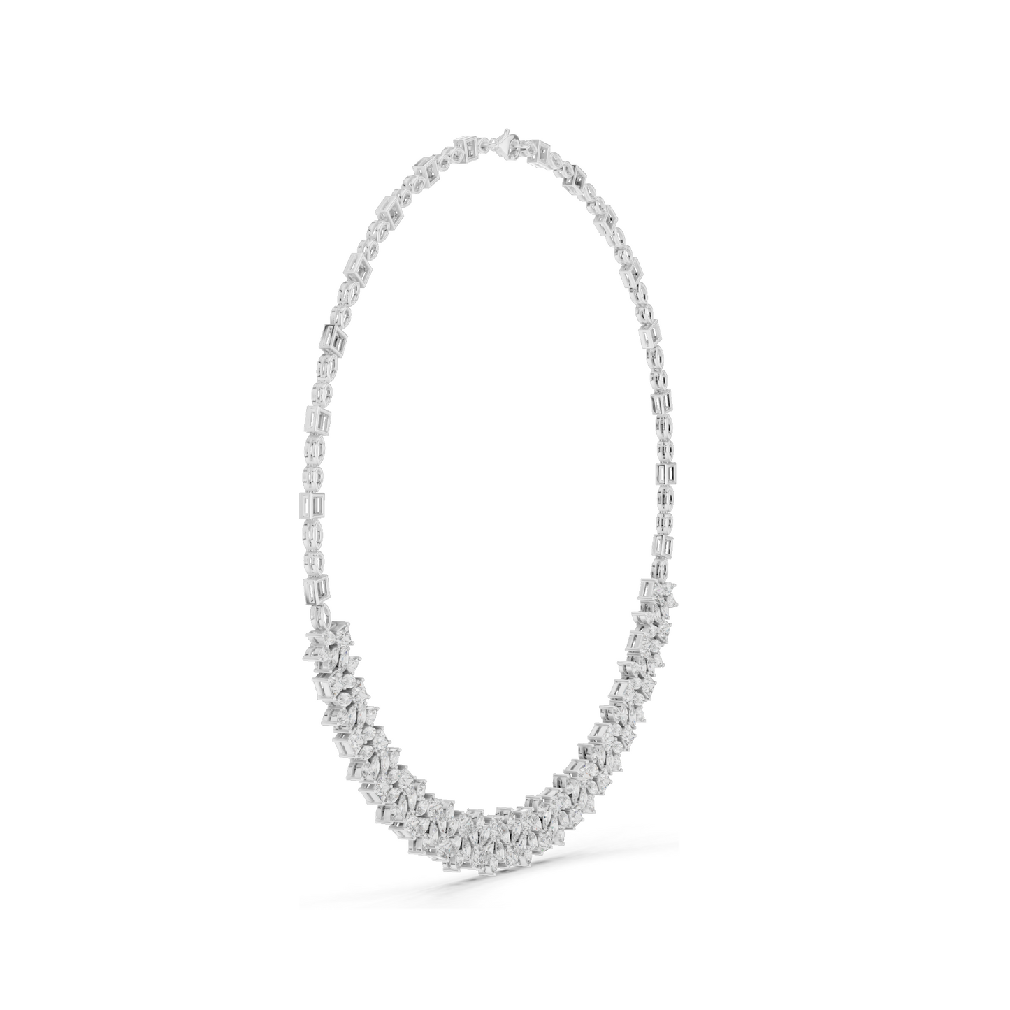 23.22 CT Lab-Created VVS-VS EF CVD Diamond Necklace | Princess Cut Diamonds | 18KT, 14KT, Rose, Yellow, White Gold | Luxury Fine Jewelry