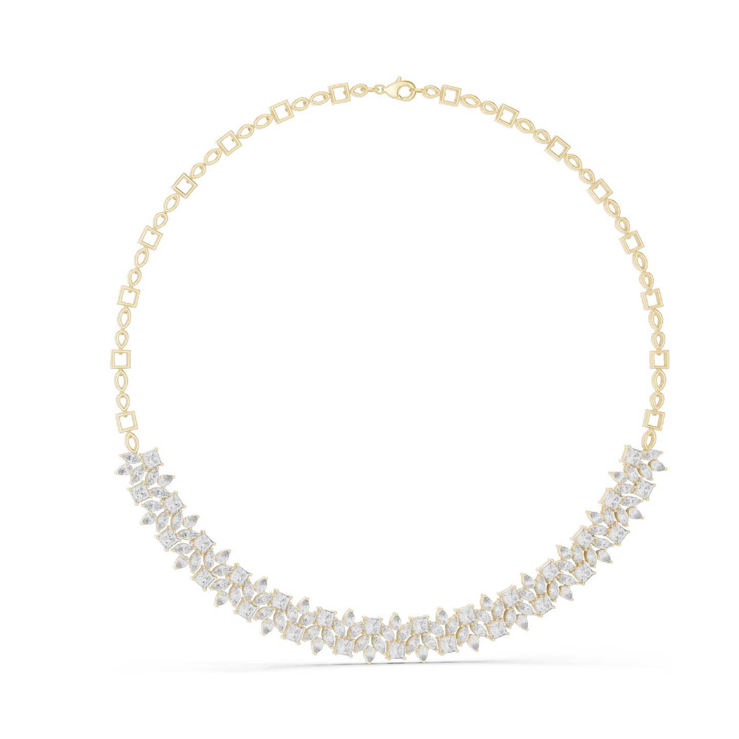 23.22 CT Lab-Created VVS-VS EF CVD Diamond Necklace | Princess Cut Diamonds | 18KT, 14KT, Rose, Yellow, White Gold | Luxury Fine Jewelry