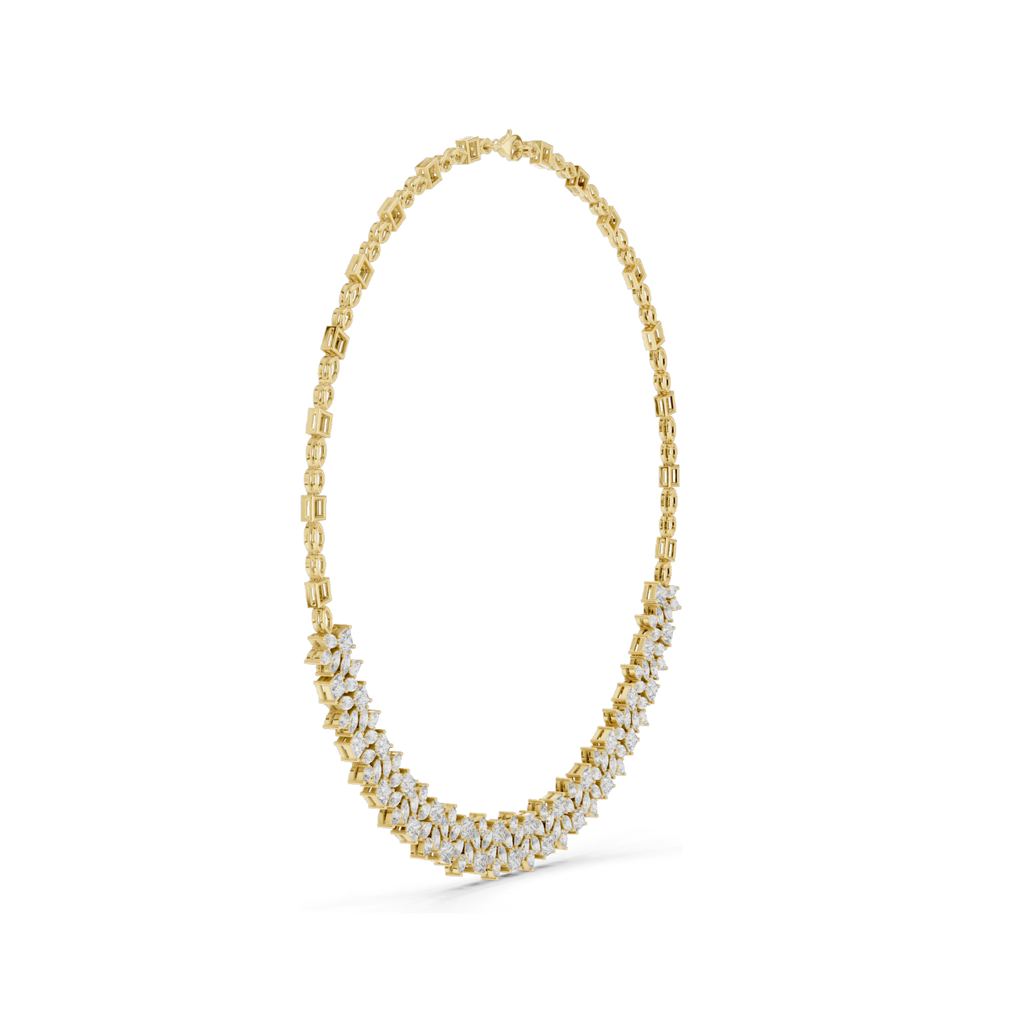 23.22 CT Lab-Created VVS-VS EF CVD Diamond Necklace | Princess Cut Diamonds | 18KT, 14KT, Rose, Yellow, White Gold | Luxury Fine Jewelry