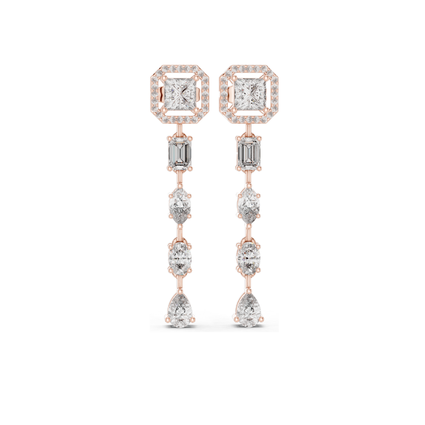 2.812 CT Lab-Created CVD Diamond Drop Earrings | VVS-VS Clarity | 18KT, 14KT, 10KT Gold & 925 Silver | Rose, Yellow, White Gold | Luxury Fine Jewelry