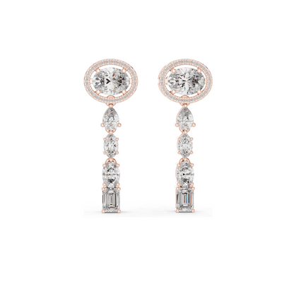 3.338 CT Lab-Created Diamond Drop Earrings | Oval, Pear & Emerald Cut | 18KT, 14KT, 10KT Gold & 925 Silver | Rose, Yellow, White Gold | Luxury Fine Jewelry