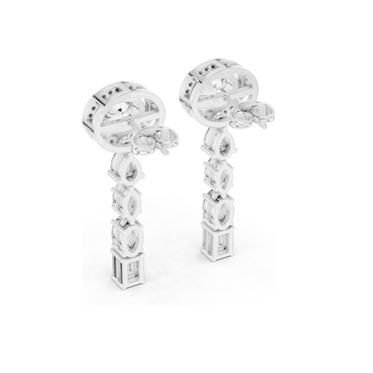3.338 CT Lab-Created Diamond Drop Earrings | Oval, Pear & Emerald Cut | 18KT, 14KT, 10KT Gold & 925 Silver | Rose, Yellow, White Gold | Luxury Fine Jewelry