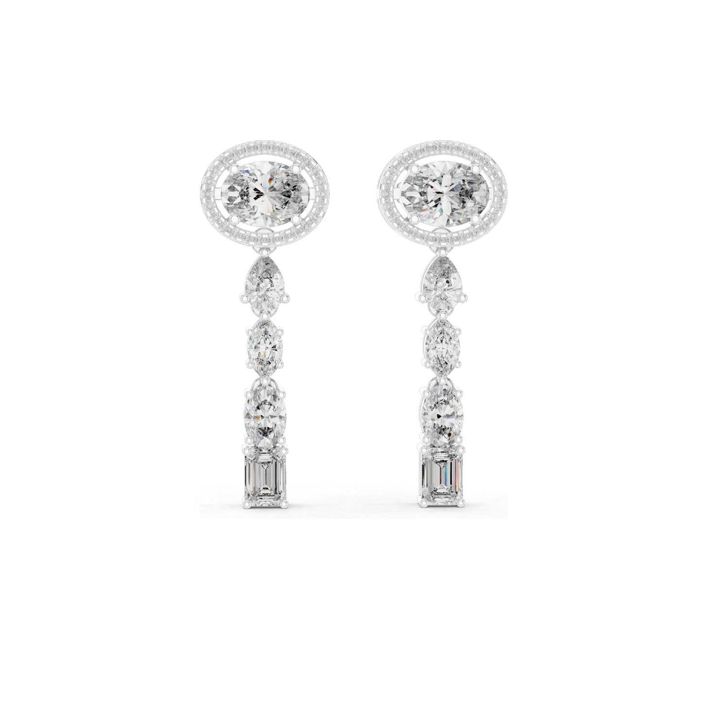 3.338 CT Lab-Created Diamond Drop Earrings | Oval, Pear & Emerald Cut | 18KT, 14KT, 10KT Gold & 925 Silver | Rose, Yellow, White Gold | Luxury Fine Jewelry