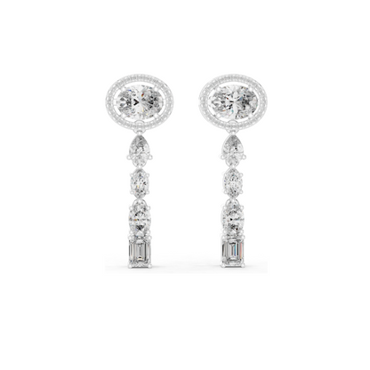 3.338 CT Lab-Created Diamond Drop Earrings | Oval, Pear & Emerald Cut | 18KT, 14KT, 10KT Gold & 925 Silver | Rose, Yellow, White Gold | Luxury Fine Jewelry