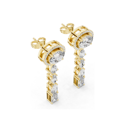 3.338 CT Lab-Created Diamond Drop Earrings | Oval, Pear & Emerald Cut | 18KT, 14KT, 10KT Gold & 925 Silver | Rose, Yellow, White Gold | Luxury Fine Jewelry