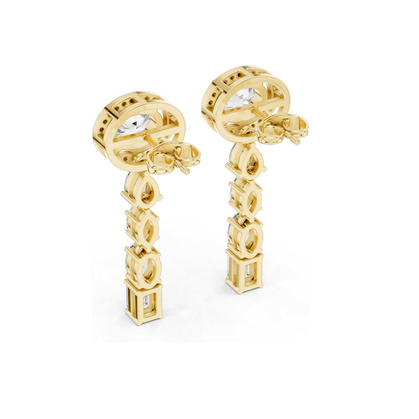 3.338 CT Lab-Created Diamond Drop Earrings | Oval, Pear & Emerald Cut | 18KT, 14KT, 10KT Gold & 925 Silver | Rose, Yellow, White Gold | Luxury Fine Jewelry