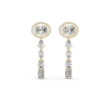 3.338 CT Lab-Created Diamond Drop Earrings | Oval, Pear & Emerald Cut | 18KT, 14KT, 10KT Gold & 925 Silver | Rose, Yellow, White Gold | Luxury Fine Jewelry