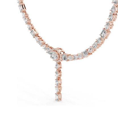 14.27 CT Lab Grown Diamond Necklace | Pear, Oval & Baguette Cuts | VVS-VS EF Color | 18KT & 14KT Gold | Rose, Yellow, White Gold Options | Luxury Fine Jewelry