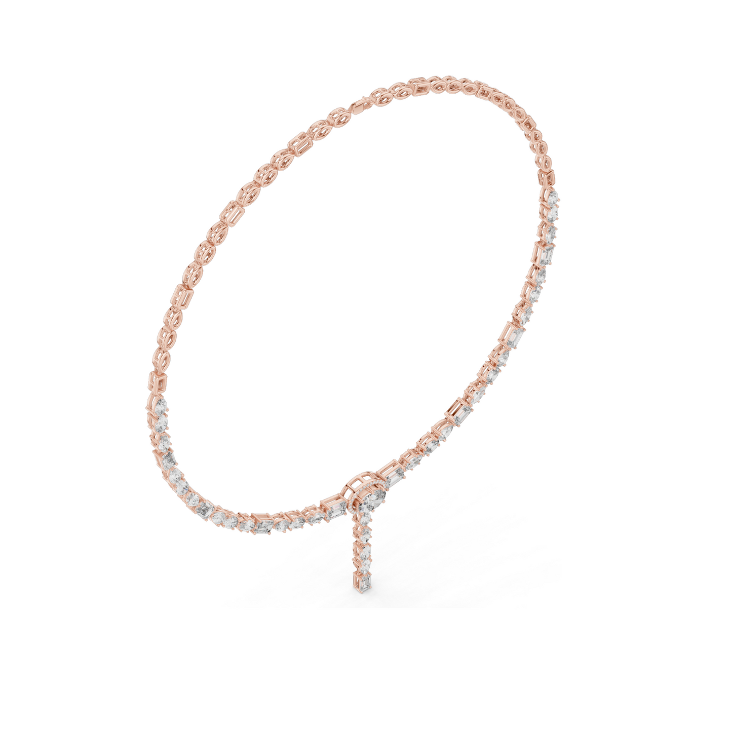 14.27 CT Lab Grown Diamond Necklace | Pear, Oval & Baguette Cuts | VVS-VS EF Color | 18KT & 14KT Gold | Rose, Yellow, White Gold Options | Luxury Fine Jewelry