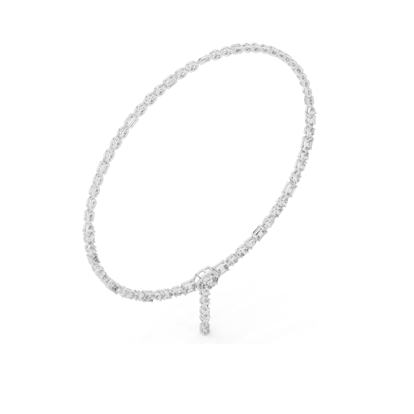 14.27 CT Lab Grown Diamond Necklace | Pear, Oval & Baguette Cuts | VVS-VS EF Color | 18KT & 14KT Gold | Rose, Yellow, White Gold Options | Luxury Fine Jewelry