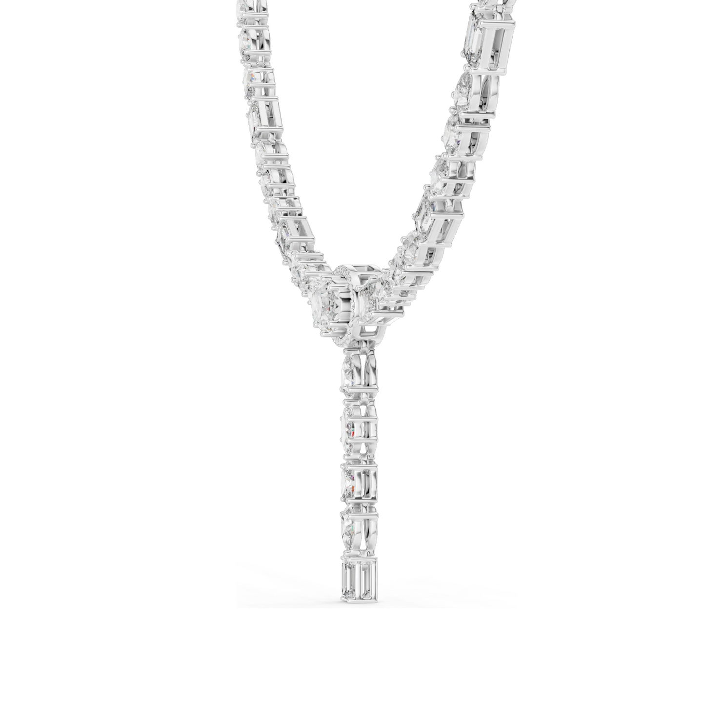 14.27 CT Lab Grown Diamond Necklace | Pear, Oval & Baguette Cuts | VVS-VS EF Color | 18KT & 14KT Gold | Rose, Yellow, White Gold Options | Luxury Fine Jewelry