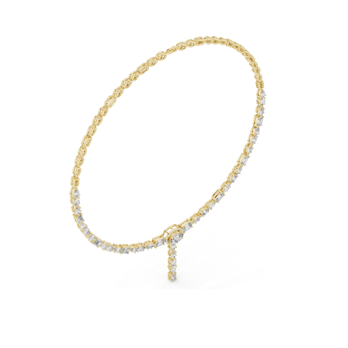 14.27 CT Lab Grown Diamond Necklace | Pear, Oval & Baguette Cuts | VVS-VS EF Color | 18KT & 14KT Gold | Rose, Yellow, White Gold Options | Luxury Fine Jewelry