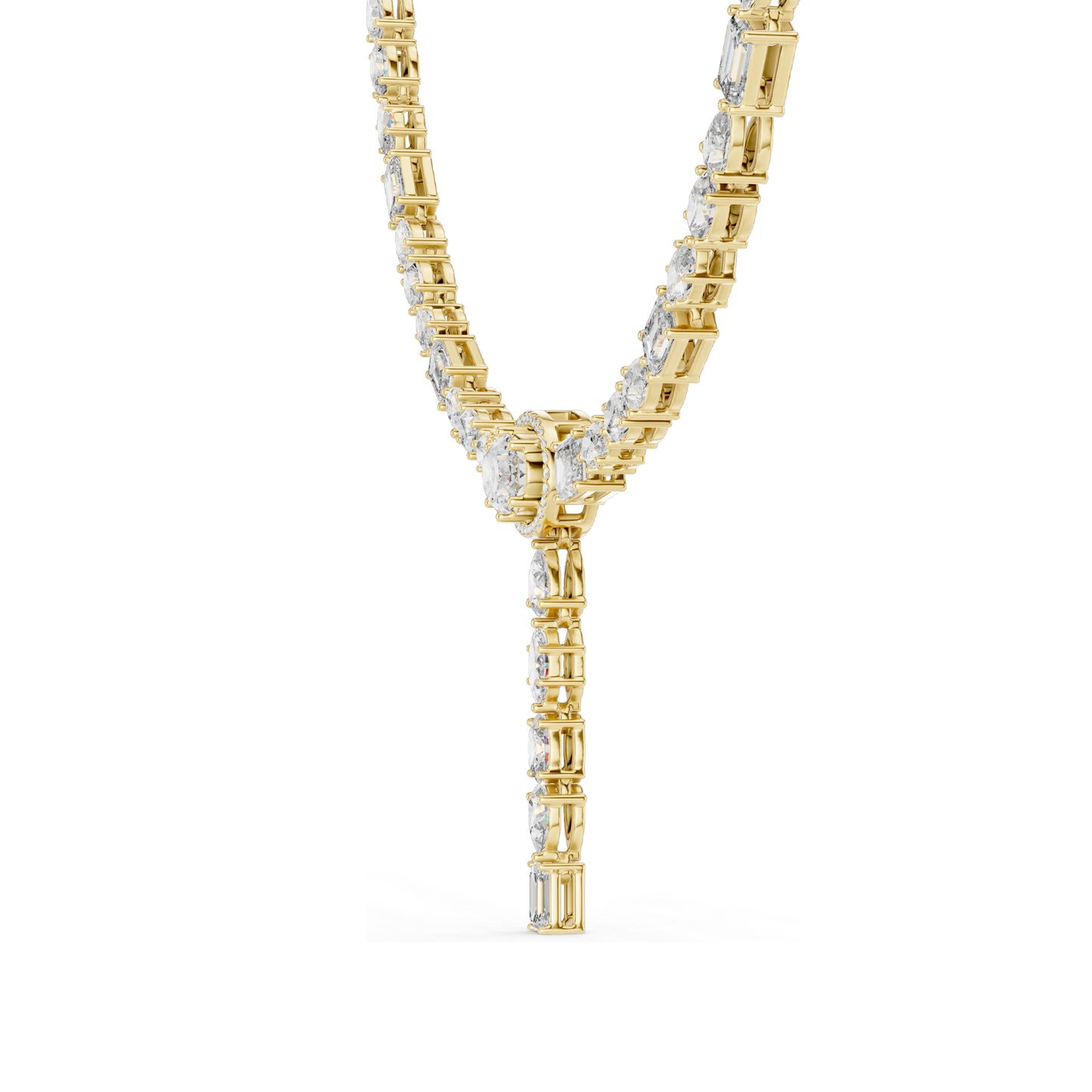 14.27 CT Lab Grown Diamond Necklace | Pear, Oval & Baguette Cuts | VVS-VS EF Color | 18KT & 14KT Gold | Rose, Yellow, White Gold Options | Luxury Fine Jewelry