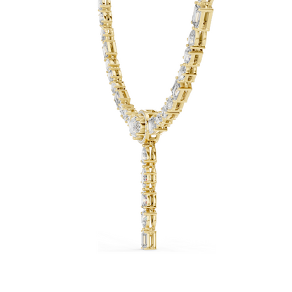 14.27 CT Lab Grown Diamond Necklace | Pear, Oval & Baguette Cuts | VVS-VS EF Color | 18KT & 14KT Gold | Rose, Yellow, White Gold Options | Luxury Fine Jewelry