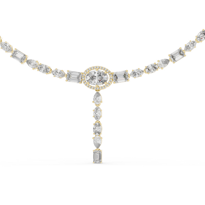 14.27 CT Lab Grown Diamond Necklace | Pear, Oval & Baguette Cuts | VVS-VS EF Color | 18KT & 14KT Gold | Rose, Yellow, White Gold Options | Luxury Fine Jewelry