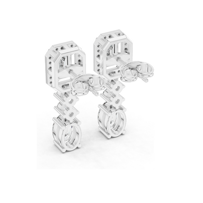 3.03 CT Lab Diamond Drop Earrings | VVS-VS EF Clarity, Emerald & Round Cut | 18KT, 14KT, 10KT Gold & 925 Silver | Rose, Yellow, White Gold | Luxury Fine Jewelry