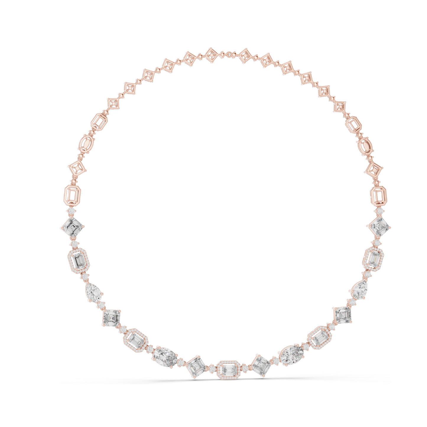 18.78 CT Lab-Created VVS-VS EF CVD Diamond Necklace | Emerald, Round, Princess Cut | 18KT, 14KT, Rose, Yellow, White Gold | Luxury Fine Jewelry