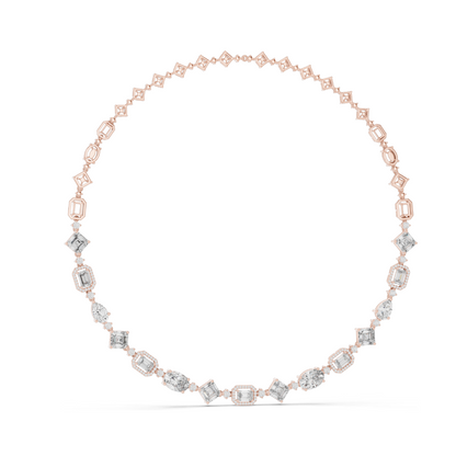 18.78 CT Lab-Created VVS-VS EF CVD Diamond Necklace | Emerald, Round, Princess Cut | 18KT, 14KT, Rose, Yellow, White Gold | Luxury Fine Jewelry