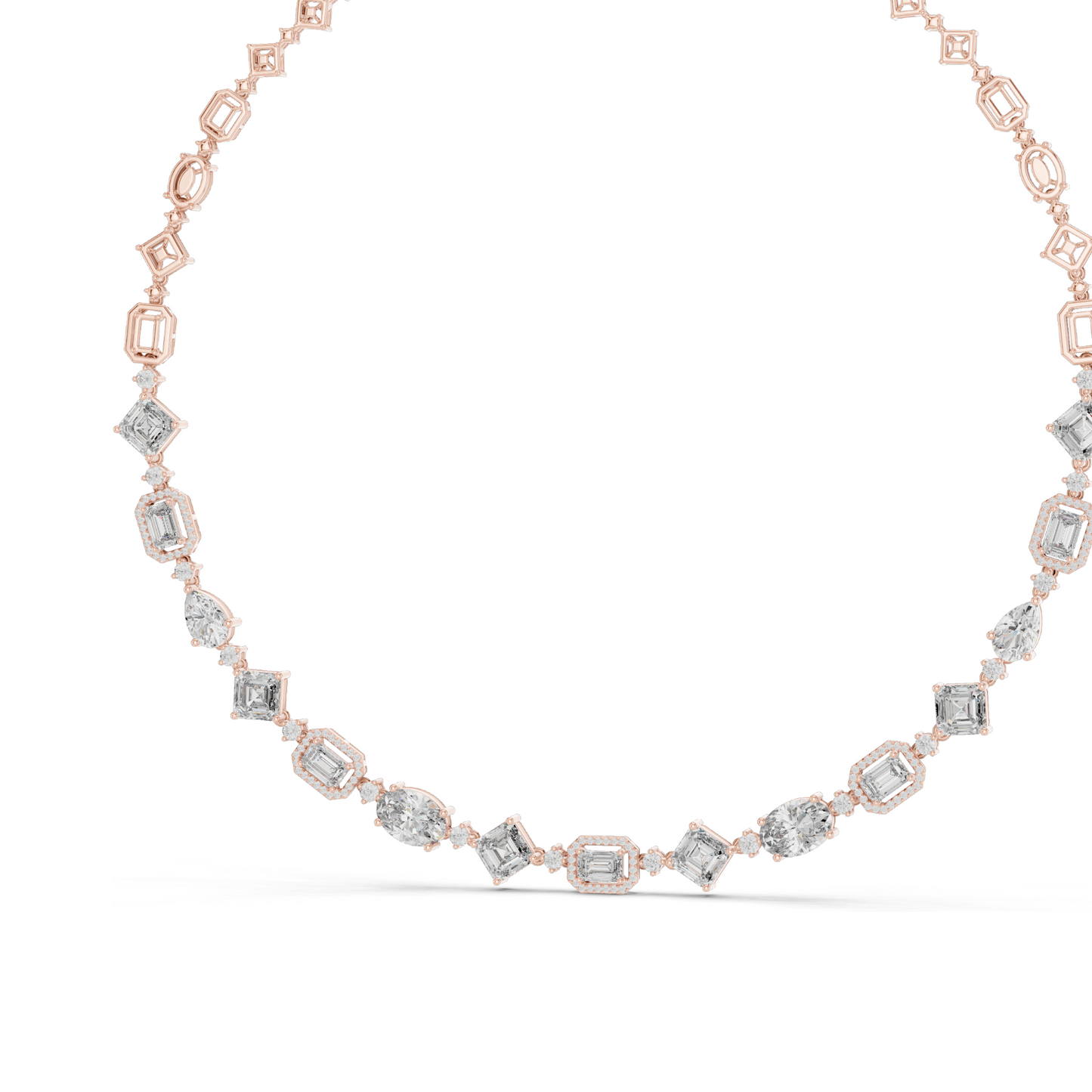 18.78 CT Lab-Created VVS-VS EF CVD Diamond Necklace | Emerald, Round, Princess Cut | 18KT, 14KT, Rose, Yellow, White Gold | Luxury Fine Jewelry