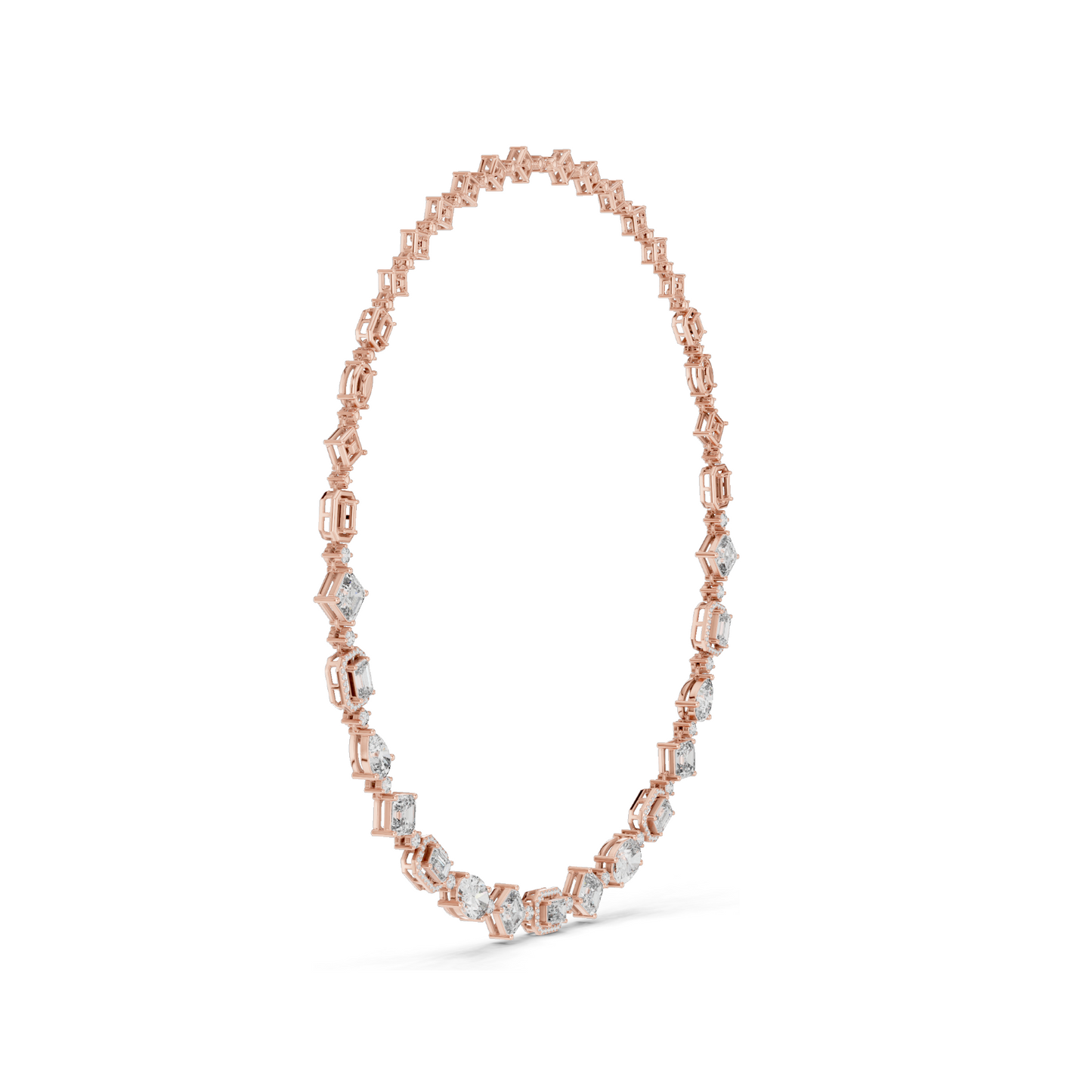18.78 CT Lab-Created VVS-VS EF CVD Diamond Necklace | Emerald, Round, Princess Cut | 18KT, 14KT, Rose, Yellow, White Gold | Luxury Fine Jewelry