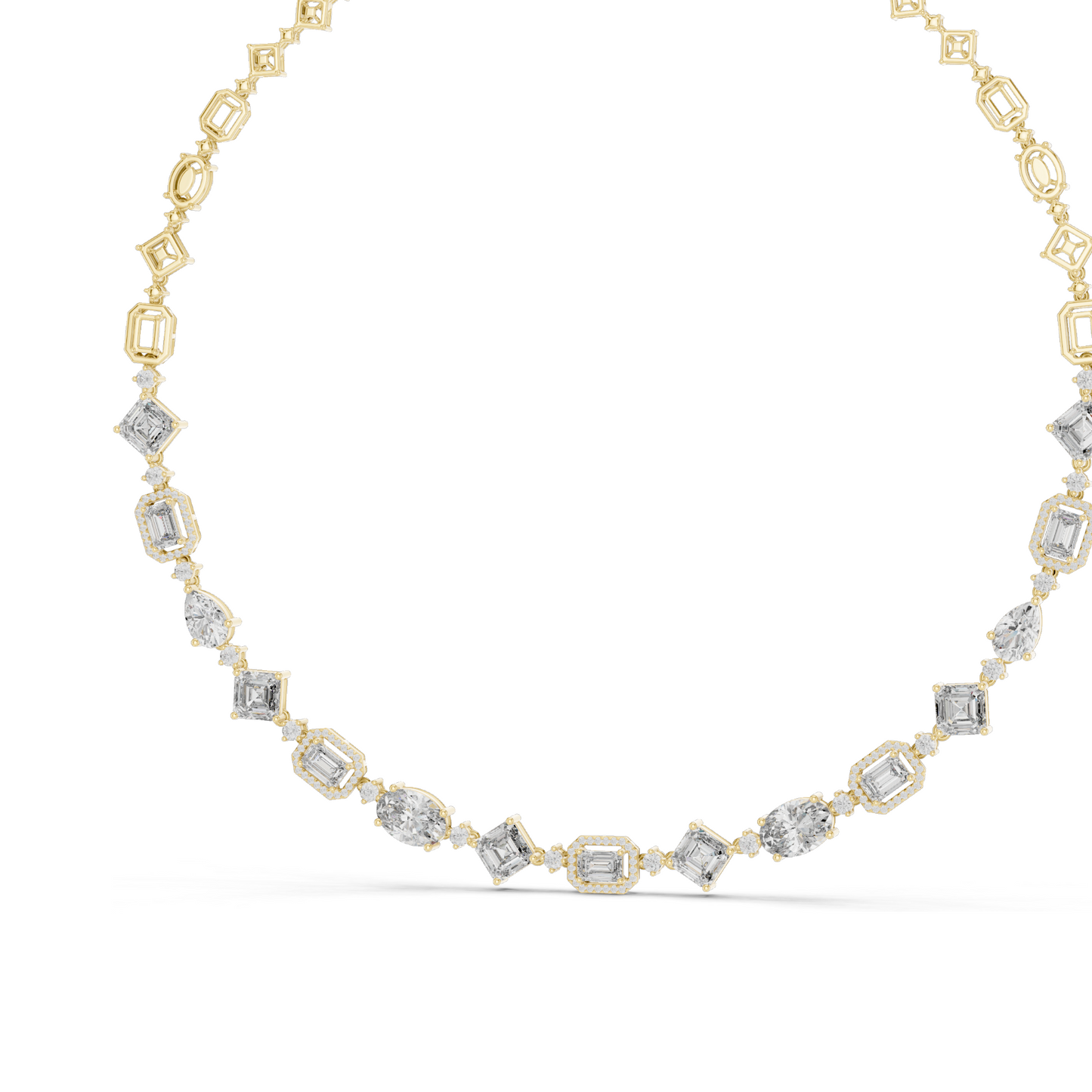 18.78 CT Lab-Created VVS-VS EF CVD Diamond Necklace | Emerald, Round, Princess Cut | 18KT, 14KT, Rose, Yellow, White Gold | Luxury Fine Jewelry